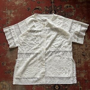 Vintage Y2K White Lace Button-Front Blouse